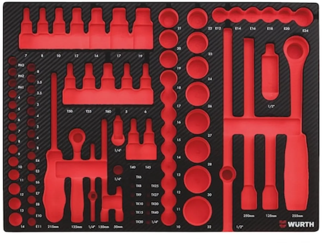 Würth Systeeminlay 8.4.1 - Dopsleutel 1/4" & 1/2" - Rood/Zwart