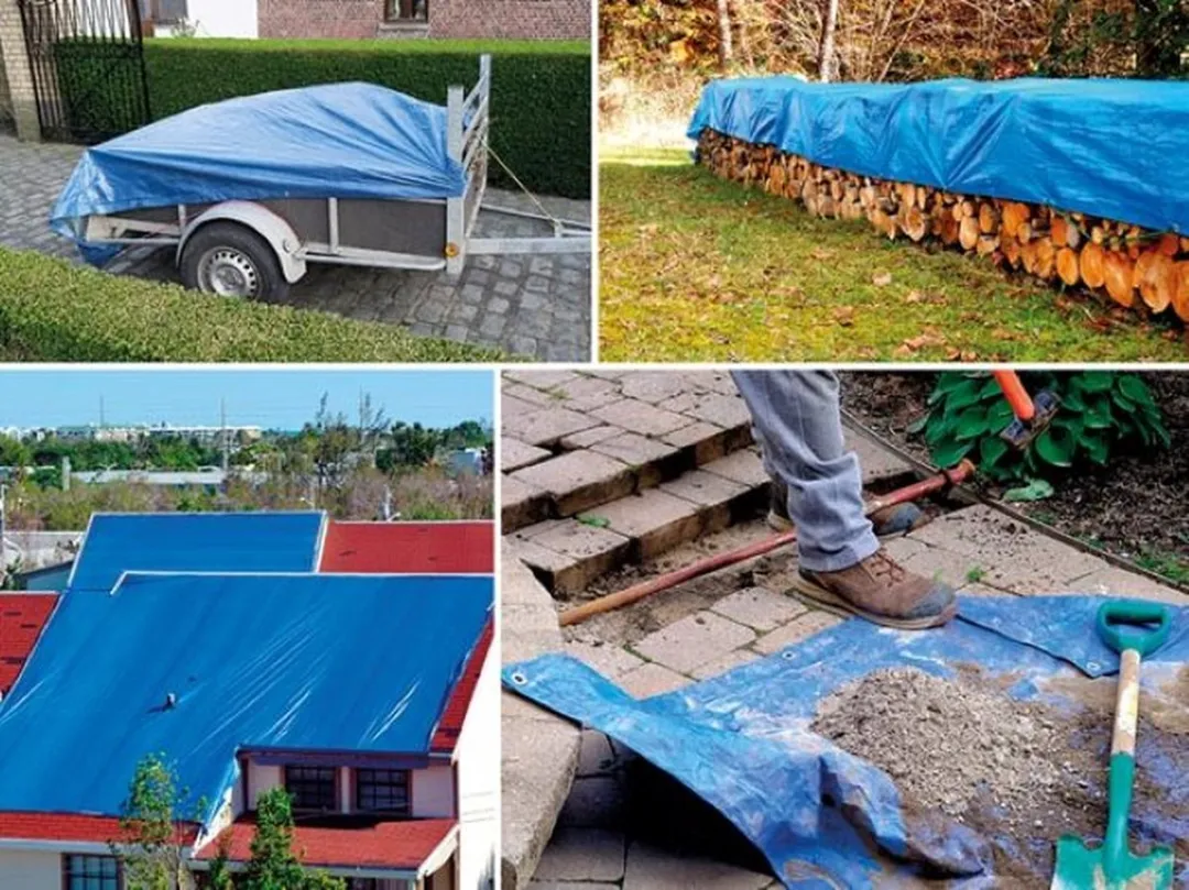 Perel Dekzeil 2x4m Blauw/Groen - 12 Ringen