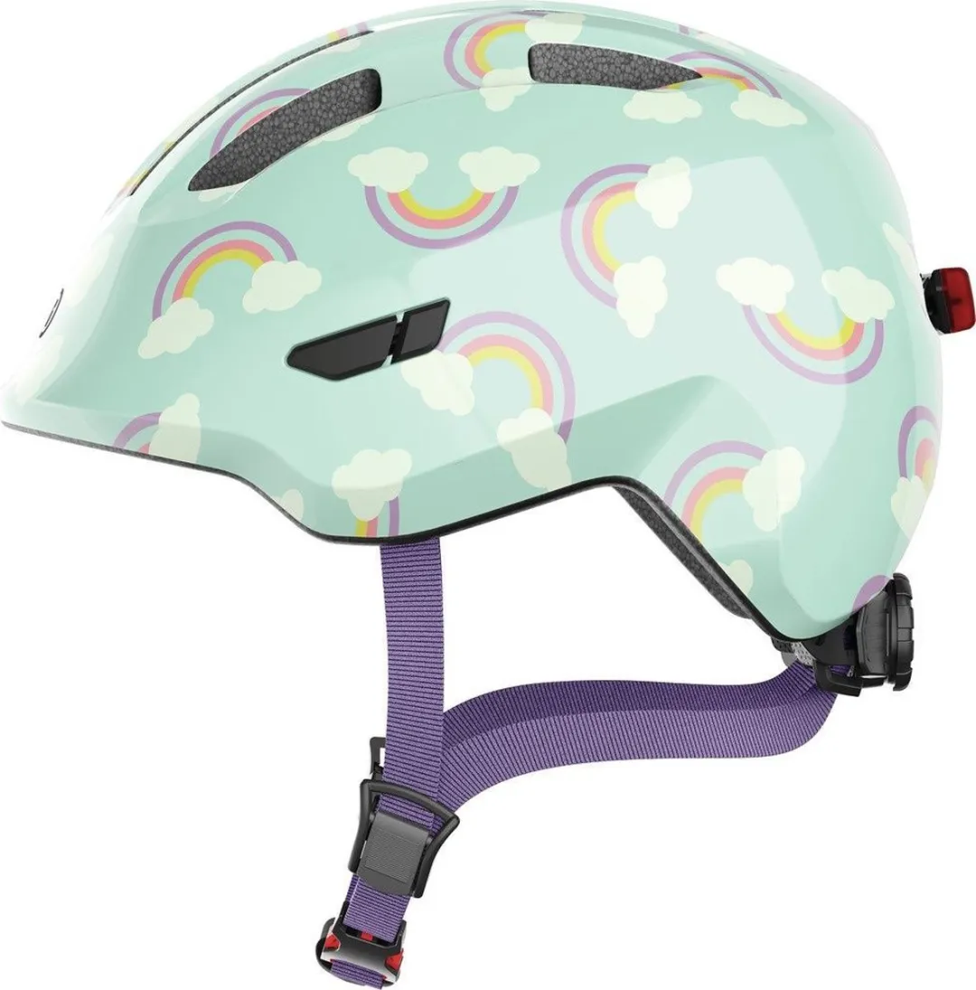 ABUS Kinderhelm Smiley 3.0 LED - Maat M - Lichtblauw/Regenboog