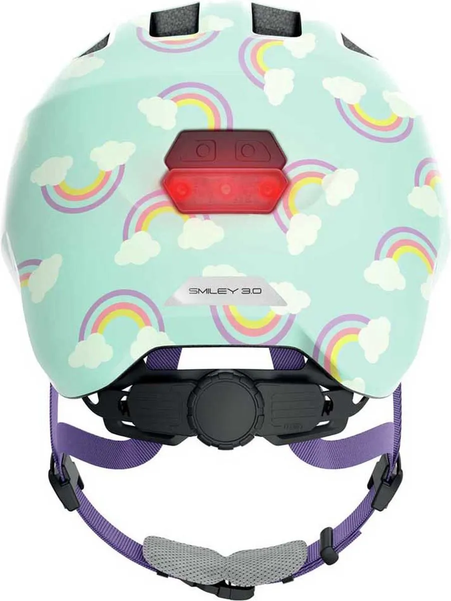 ABUS Kinderhelm Smiley 3.0 LED - Maat M - Lichtblauw/Regenboog