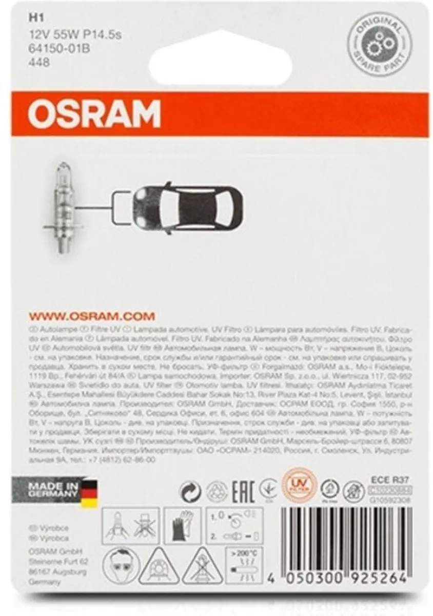 Osram H1 12V 55W Autolamp - 1 Stuk