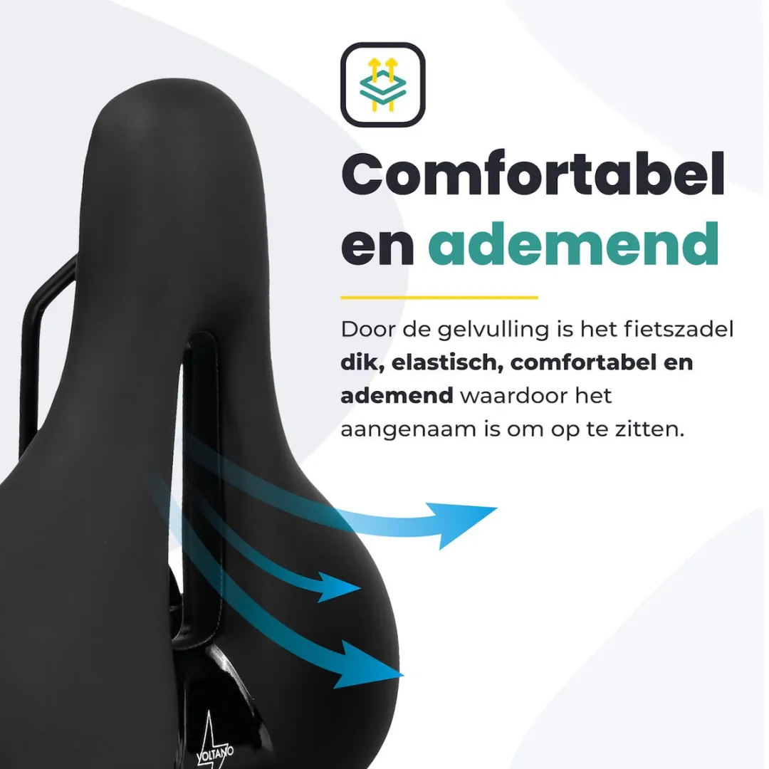 Voltano Fietszadel Elegance - Zwart - Premium Gel 100% Waterdicht