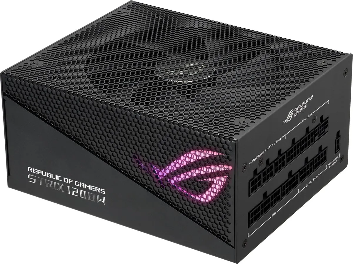 ASUS ROG STRIX 1200W Gold Aura Edition Voeding - 1200W - Zwart