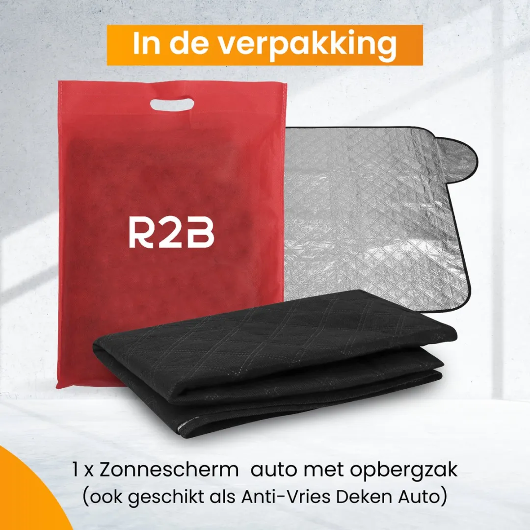 R2B Zonnescherm Voorruit 100x145cm - 4-laags Anti-Vries - afbeelding 6 van 6