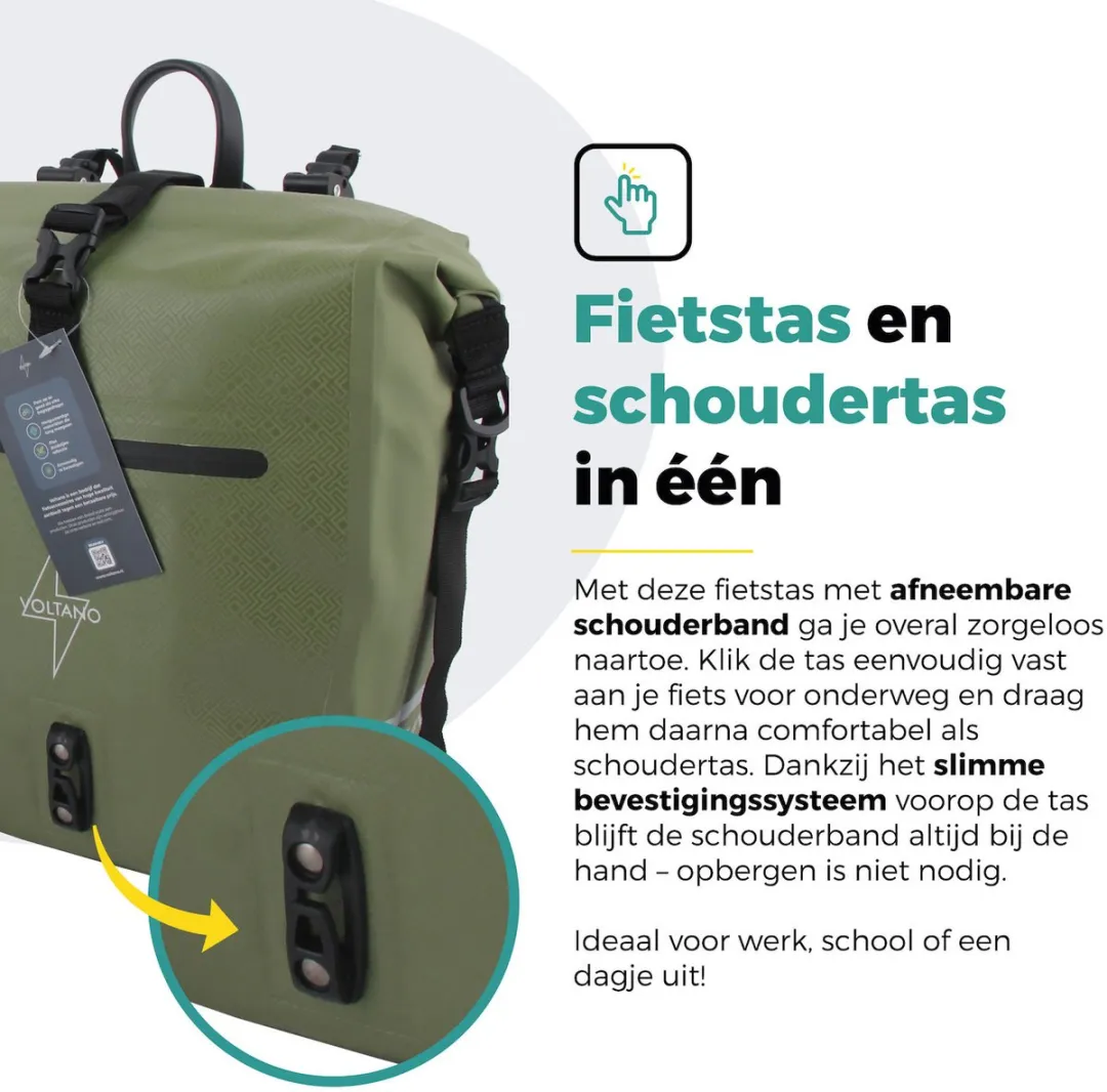 Voltano Enkele Fietstas Set E-bike 46L - Olijf Groen
