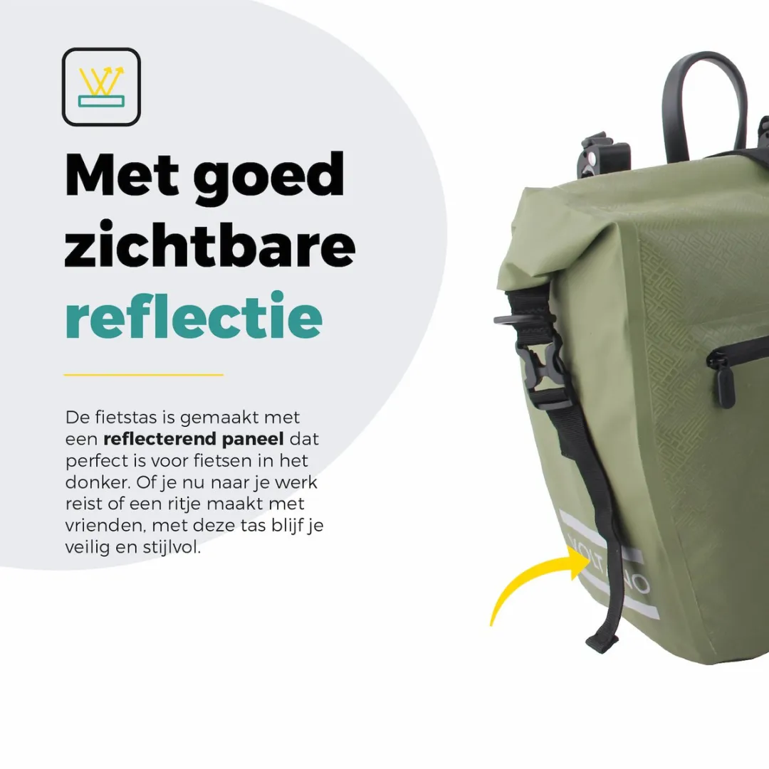Voltano Enkele Fietstas Set E-bike 46L - Olijf Groen