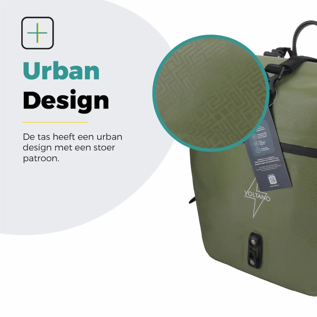 Voltano Enkele Fietstas Set E-bike 46L - Olijf Groen