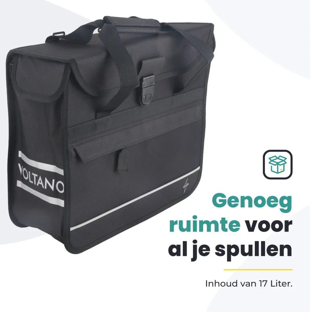 Voltano Enkele Shopper Fietstas 17L - Zwart