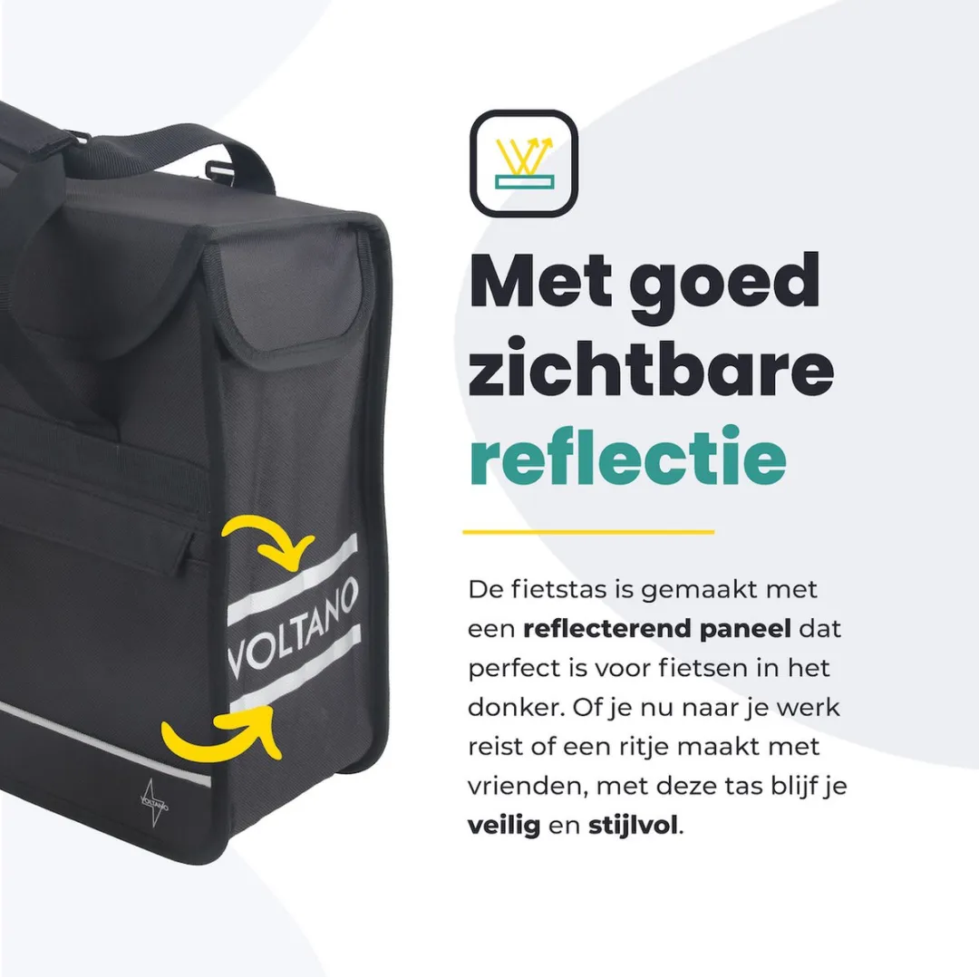 Voltano Enkele Shopper Fietstas 17L - Zwart