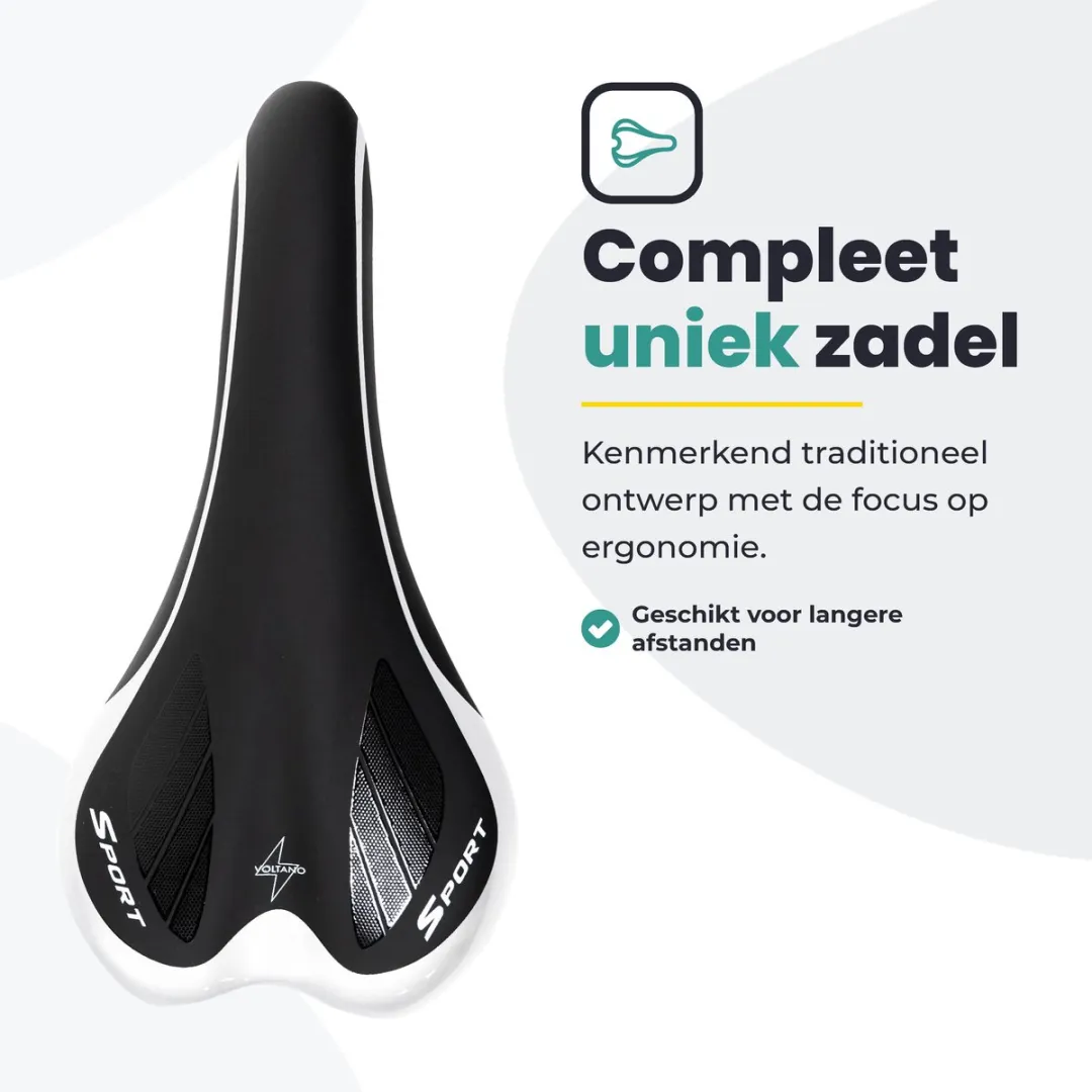 Voltano Race / MTB Fietszadel - Zwart / Zilver - Unisex - Mountainbike GelZadel - Stevig en Licht