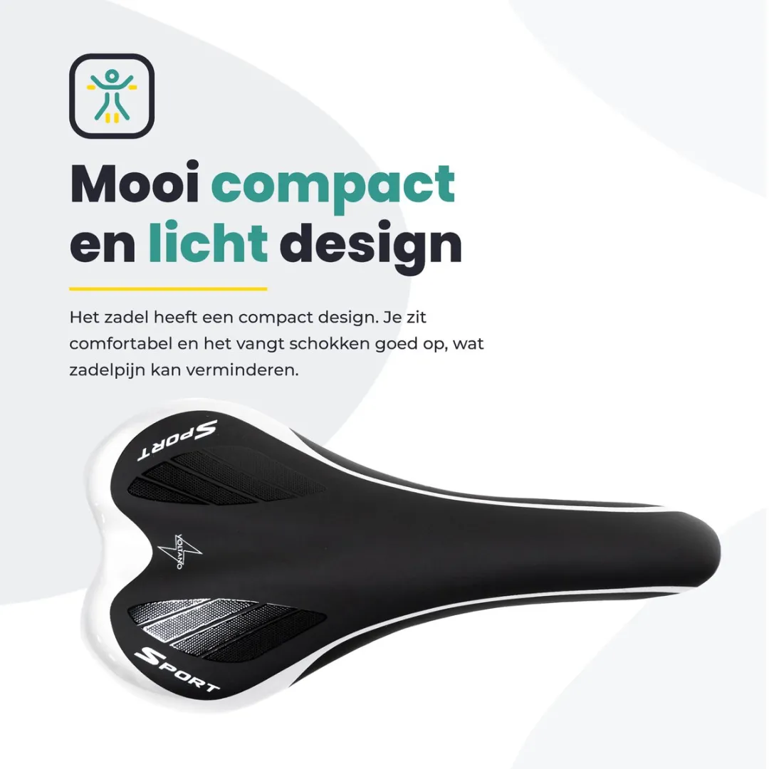 Voltano Race / MTB Fietszadel - Zwart / Zilver - Unisex - Mountainbike GelZadel - Stevig en Licht