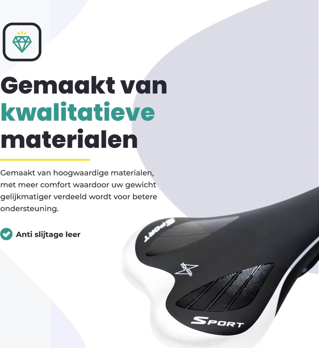 Voltano Race / MTB Fietszadel - Zwart / Zilver - Unisex - Mountainbike GelZadel - Stevig en Licht