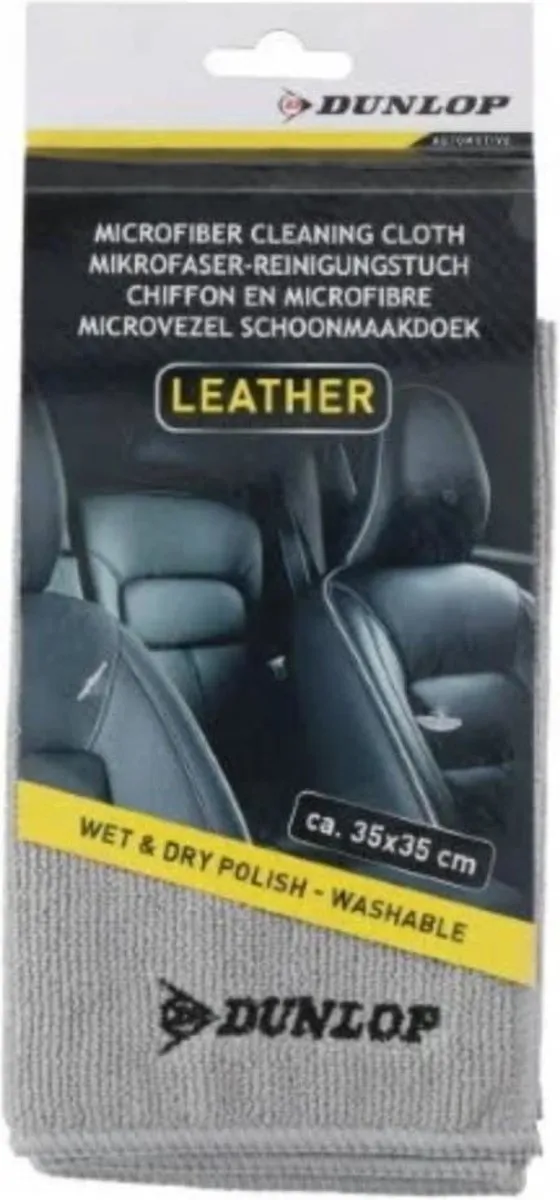 Dunlop Auto Poetsdoek Lederen Interieur 35x35cm - Grijs