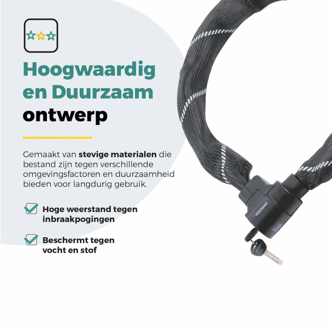 Voltano ART4 Kettingslot Solid 110cm - Scooter/Fiets - Zwart - afbeelding 6 van 6