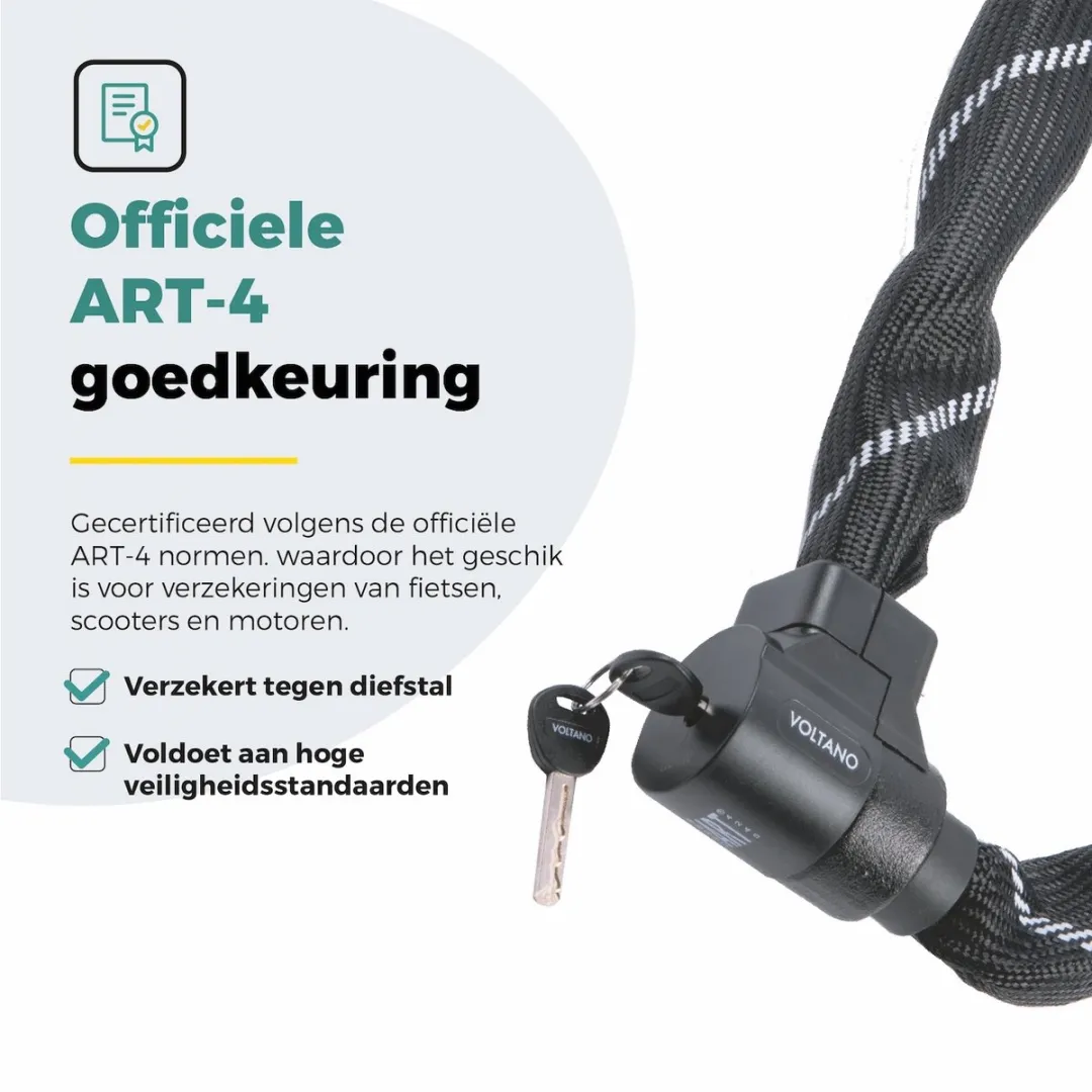 Voltano ART4 Kettingslot Solid 110cm - Scooter/Fiets - Zwart
