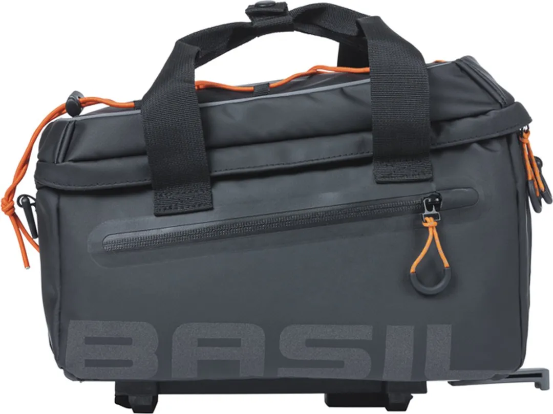 Basil Miles Tarpaulin Waterdichte Bagagedrager 7L - MIK Adapter - Zwart/Oranje