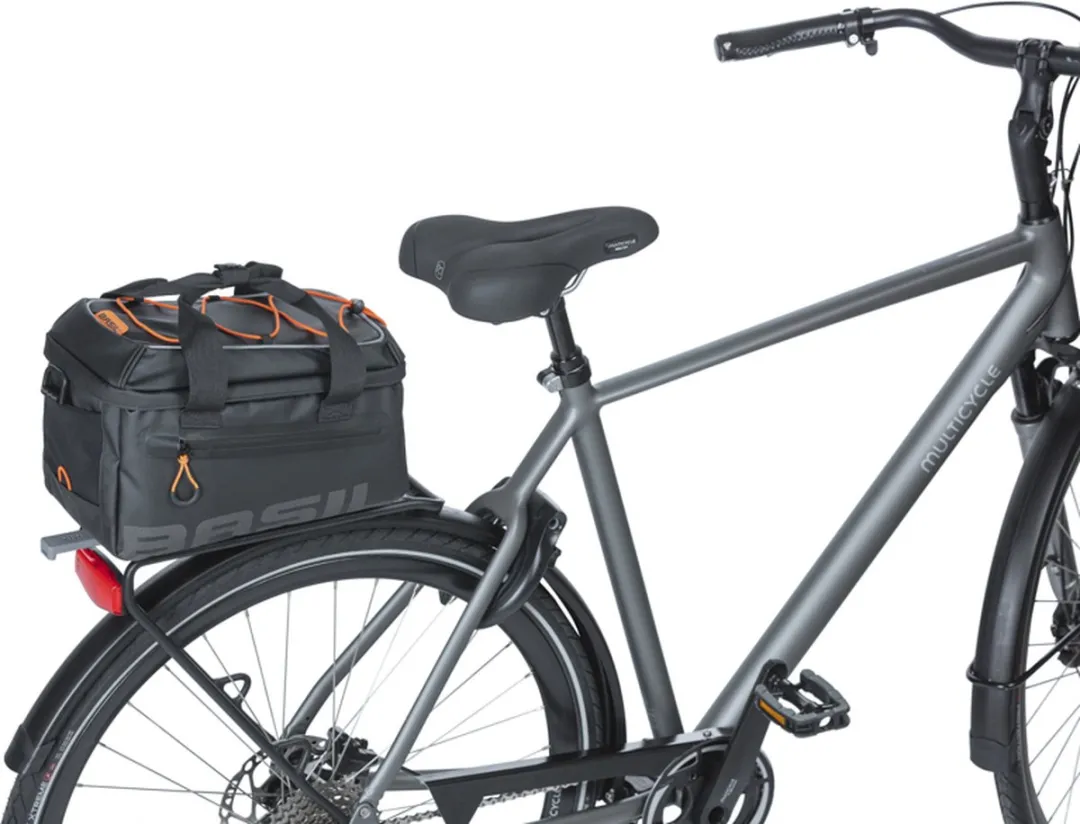 Basil Miles Tarpaulin Waterdichte Bagagedrager 7L - MIK Adapter - Zwart/Oranje - afbeelding 6 van 6