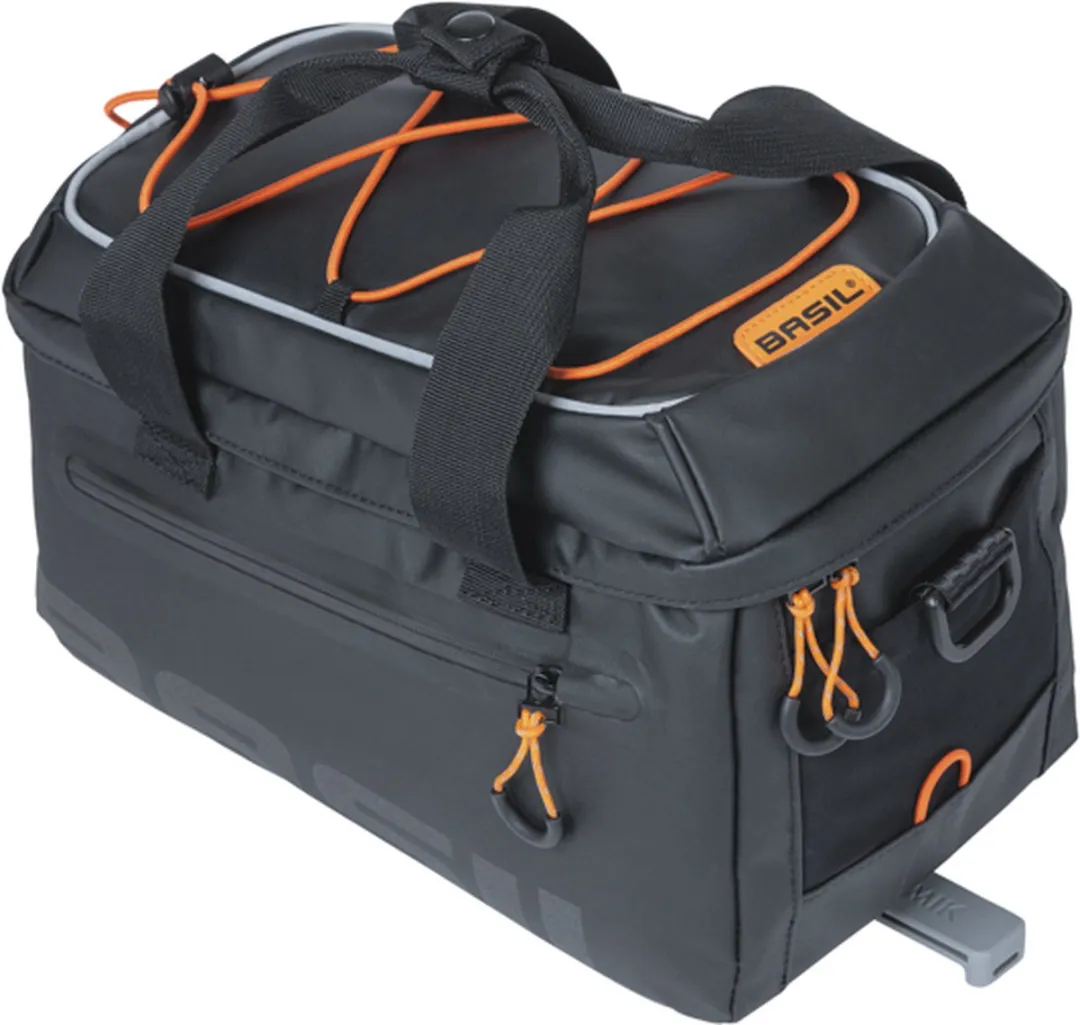 Basil Miles Tarpaulin Waterdichte Bagagedrager 7L - MIK Adapter - Zwart/Oranje