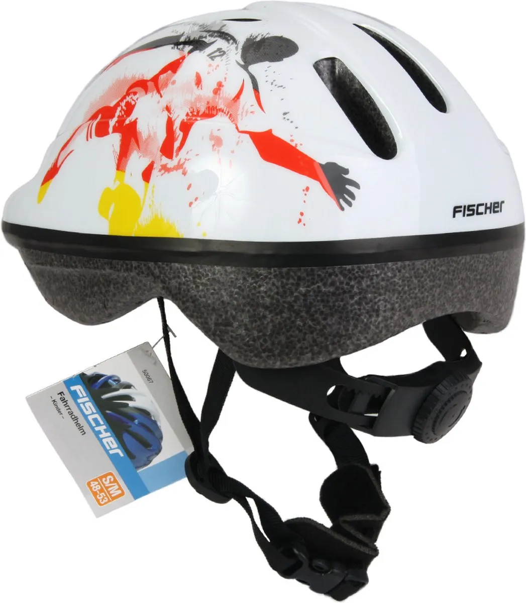 Fischer Kinderfietshelm S/M Voetbal - Wit
