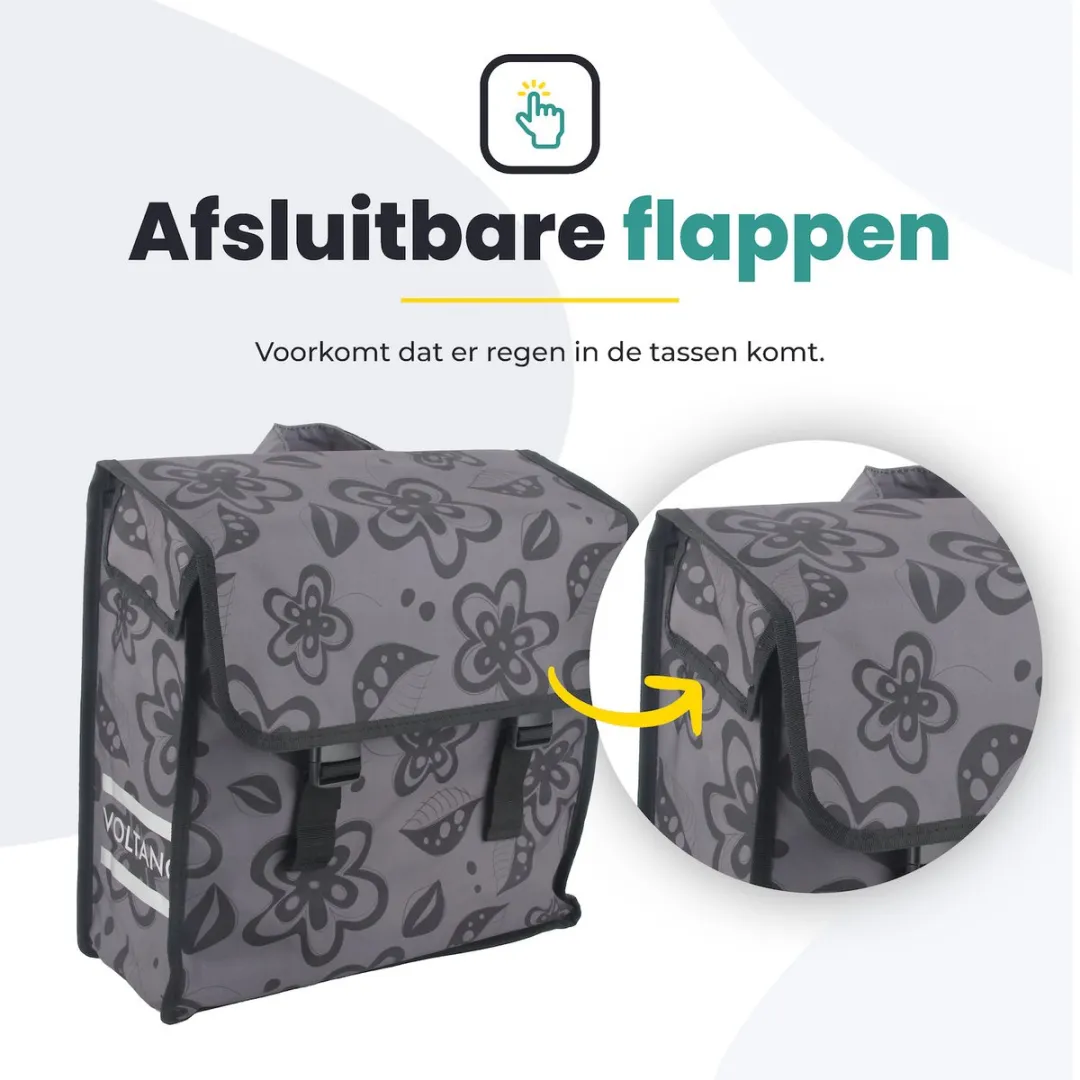 Voltano Floral Fusion Voorgevormde Fietstas - 19L - Grijs
