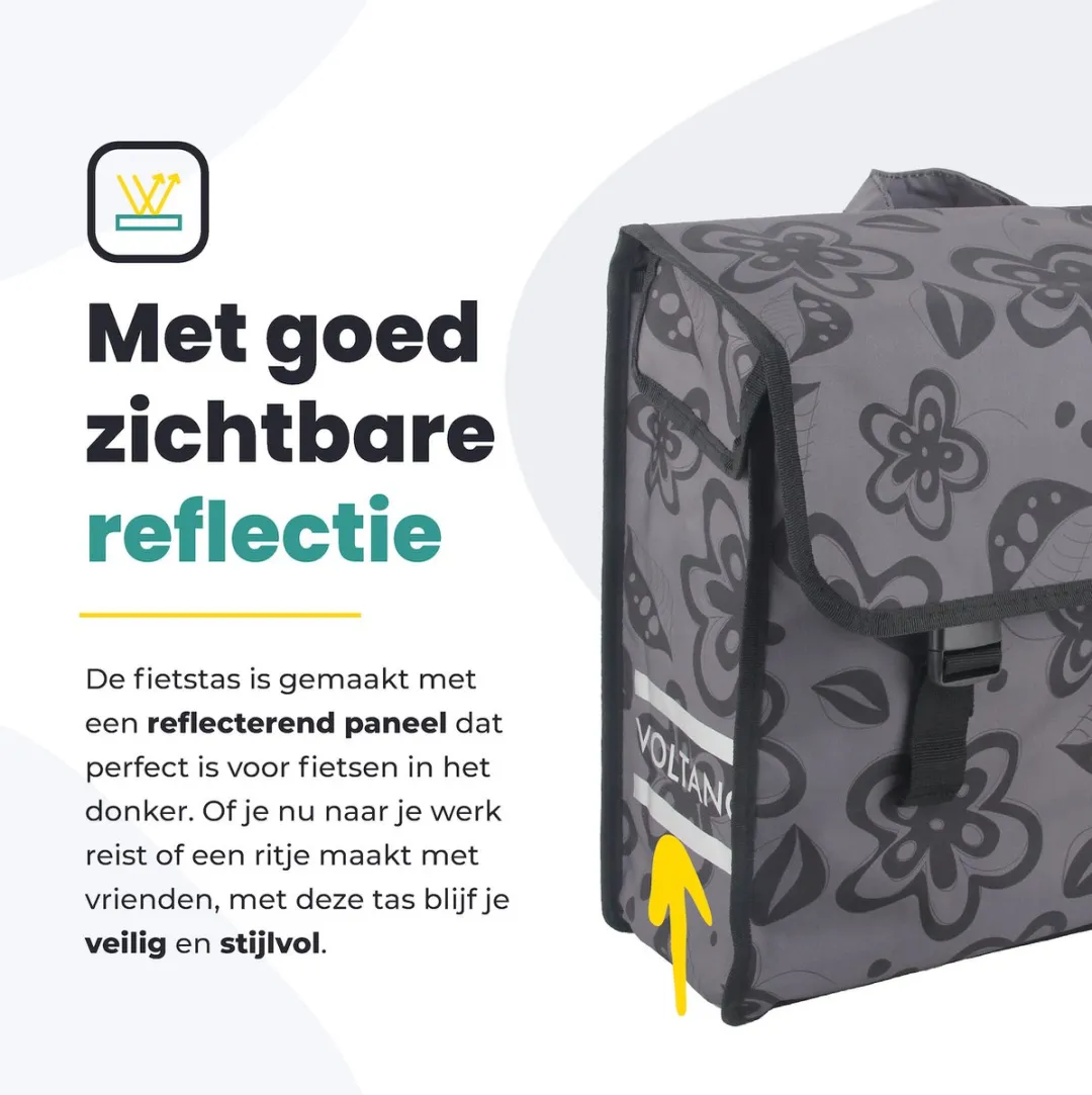 Voltano Floral Fusion Voorgevormde Fietstas - 19L - Grijs