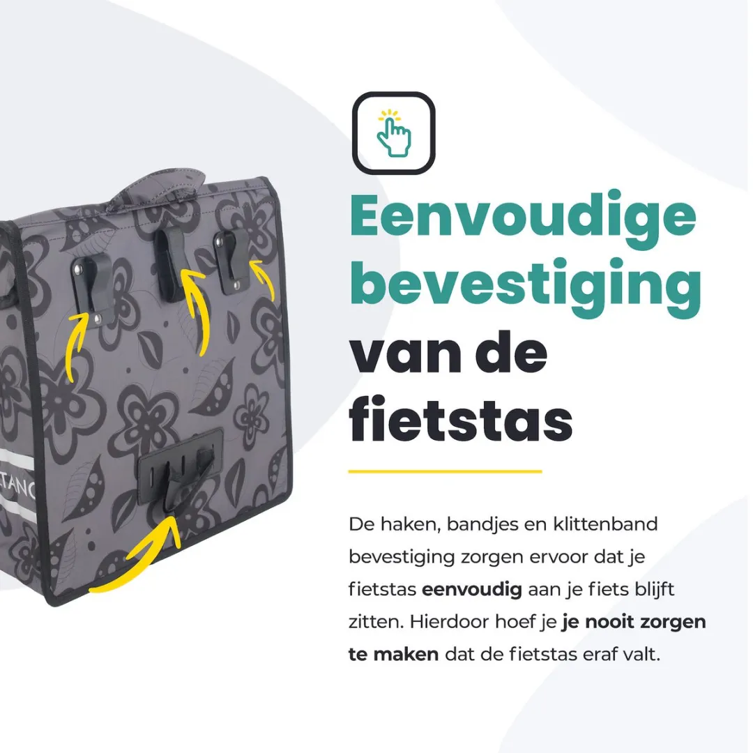 Voltano Floral Fusion Voorgevormde Fietstas - 19L - Grijs