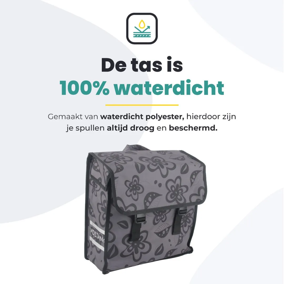 Voltano Floral Fusion Voorgevormde Fietstas - 19L - Grijs - afbeelding 6 van 6