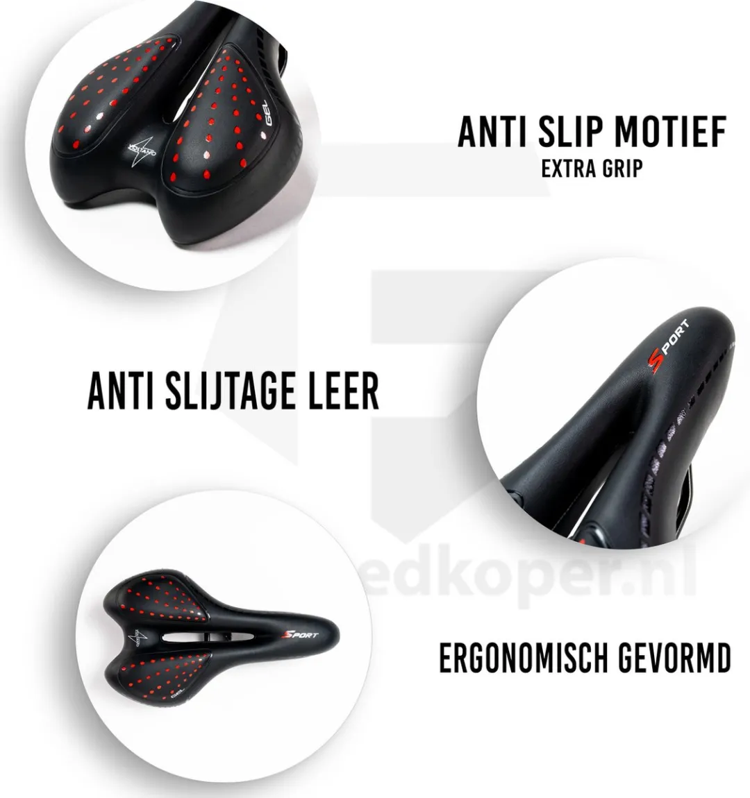 Voltano Sport Trekking Fietszadel - Gelpads - Zwart/Rood