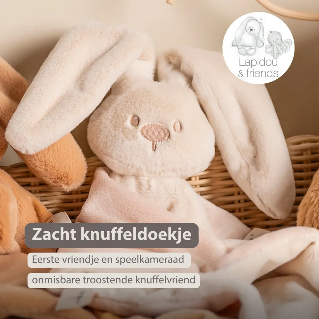 Nattou Lapidou Baby Knuffeldoekje 65x40cm - Konijn - Zand