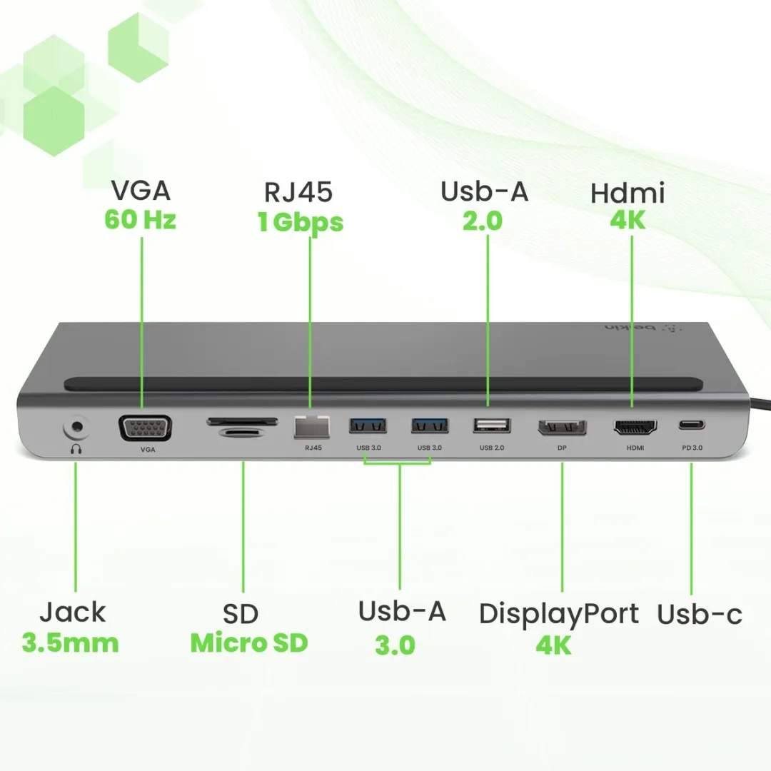 Belkin INC004BTSGY USB-C Docking Station 11-in-1 - Grijs