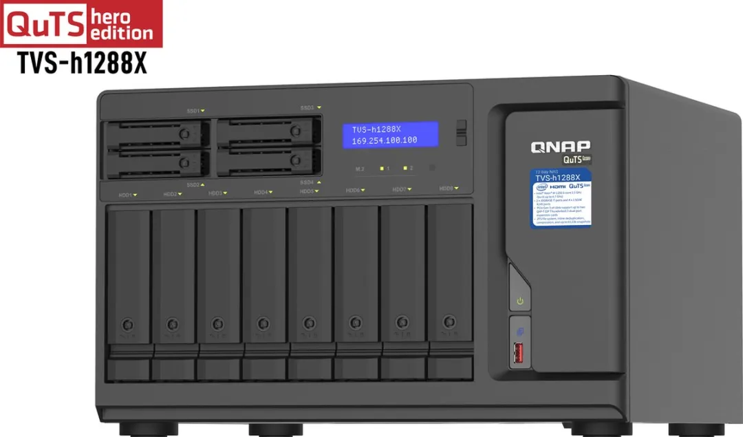 QNAP TVS-H1288X-W1250 NAS - 12 Sloten - 6 Kernen - Zwart
