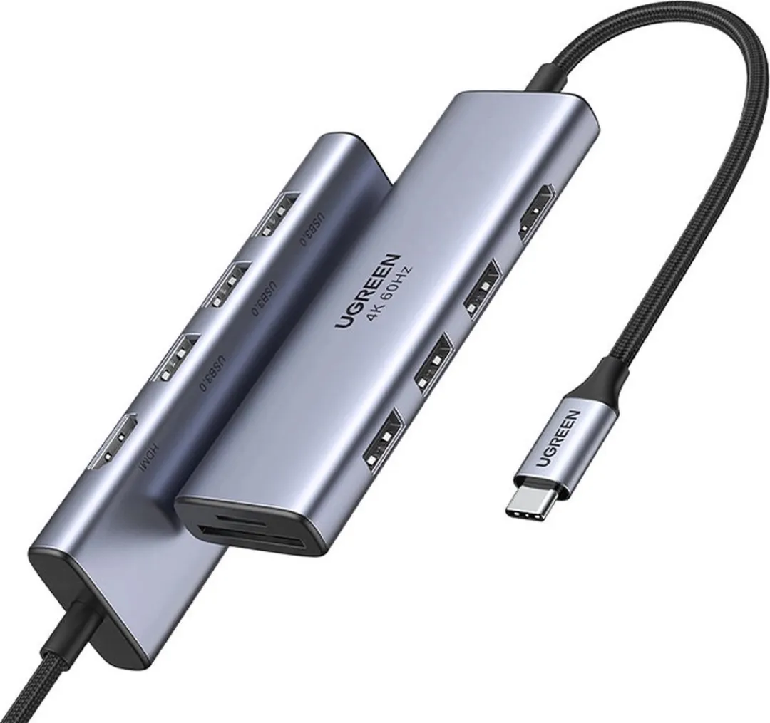 Ugreen 6-in-1 USB-C Hub CM511 - HDMI 4K 60Hz - SD/TF - Grijs