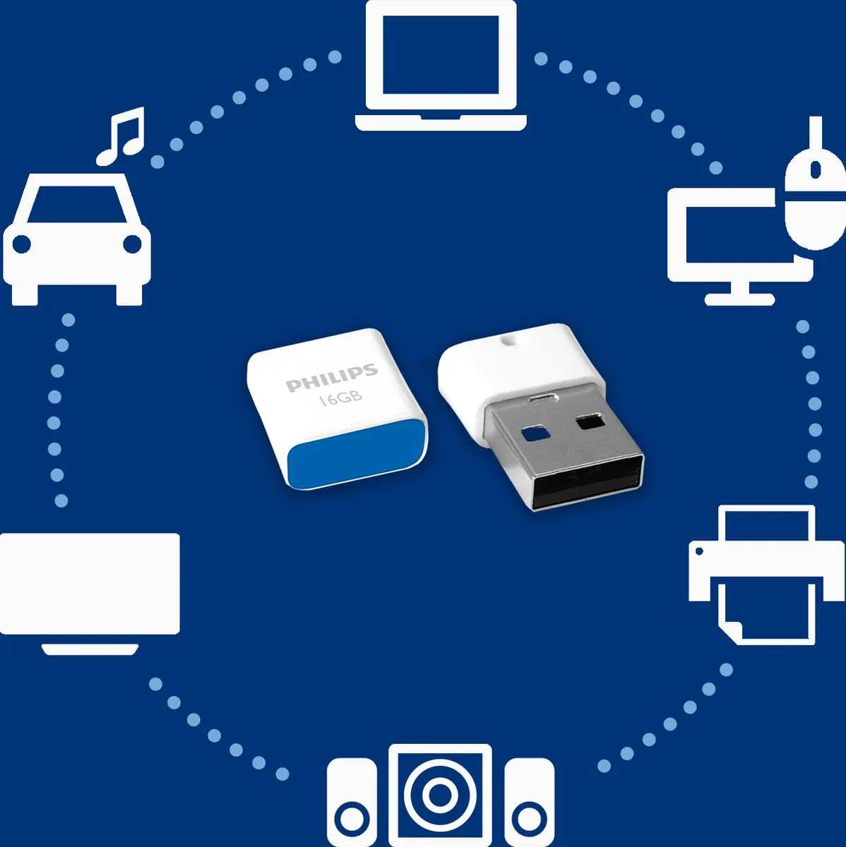 Philips Pico FM16FD85B USB Stick 16GB - Blauw