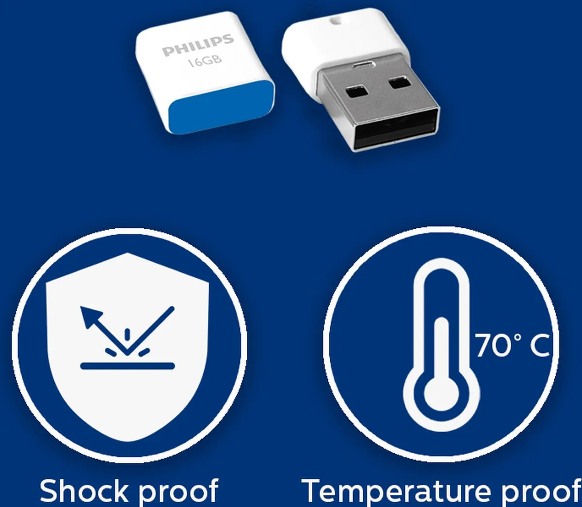 Philips Pico FM16FD85B USB Stick 16GB - Blauw - afbeelding 6 van 6
