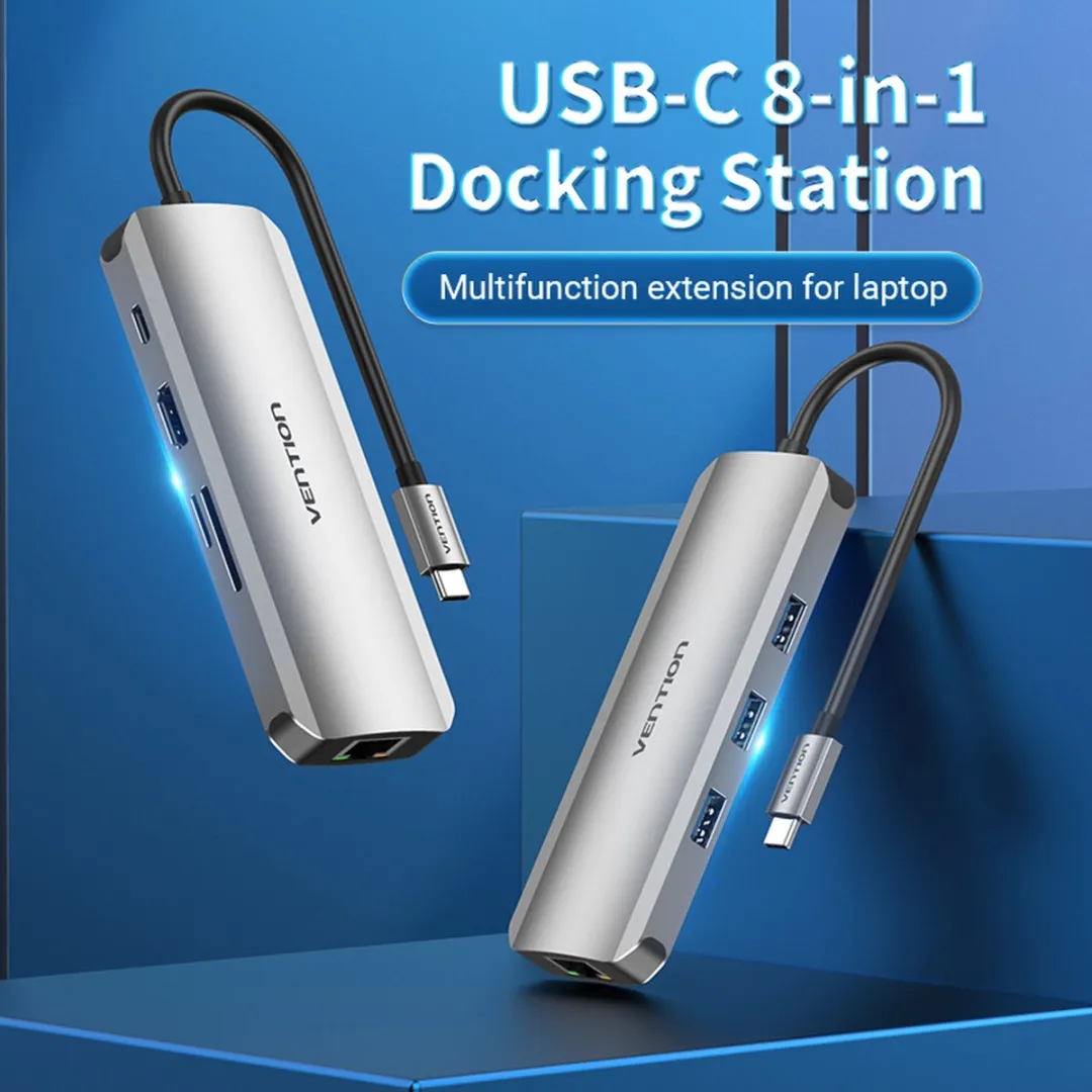 Vention TOKHB Laptop Dock - USB 3.2 Gen 1 - Zilver - afbeelding 4 van 6