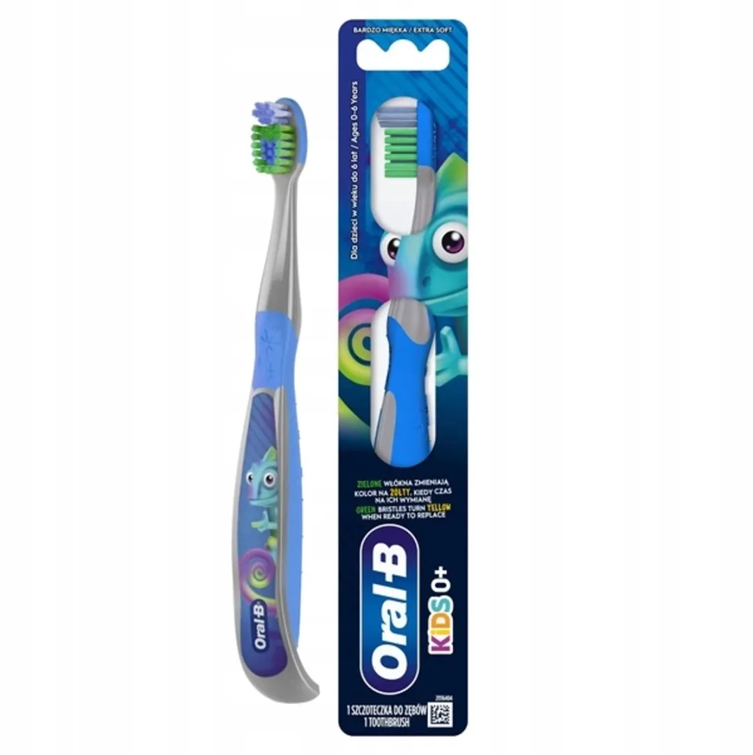 Oral-B Junior 0+ Tandenborstel Extra Zacht - Blauw/Grijs/ Groen - afbeelding 2 van 2