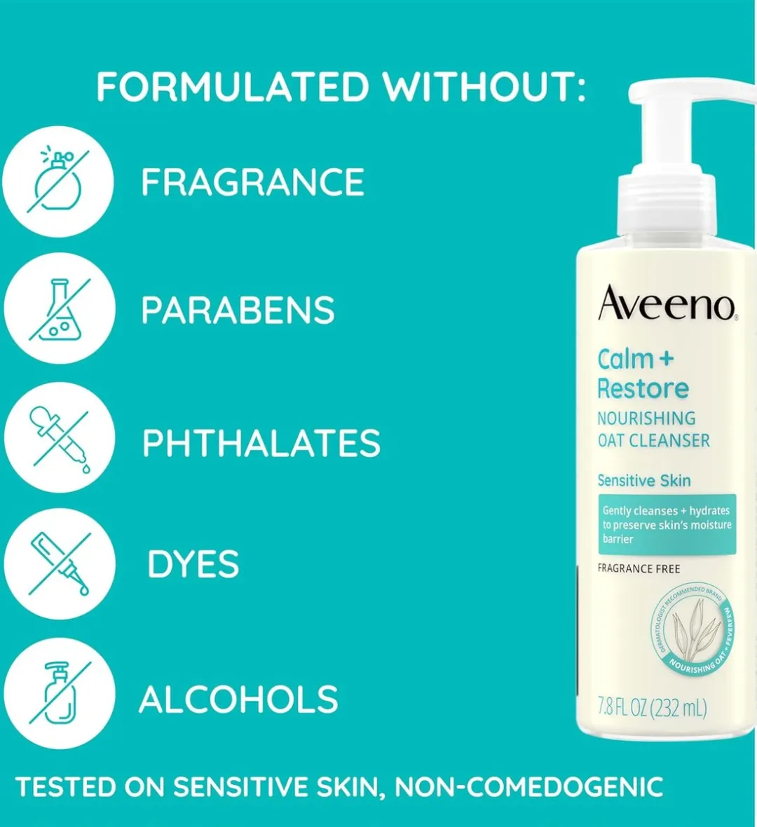 Aveeno Face Calm and Restore Nourishing Oat Cleanser 232ml