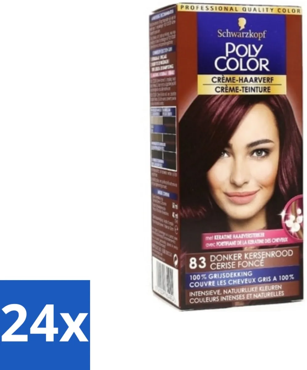 Poly Color Haarverf Donker Kersenrood 50ml - 24 Stuks