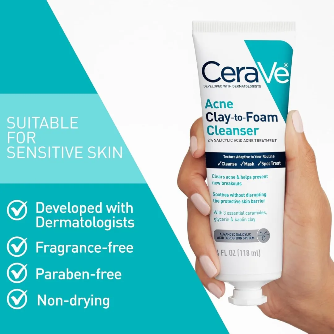CeraVe Clay To Foam Acne Gezichtsreiniger 118ml