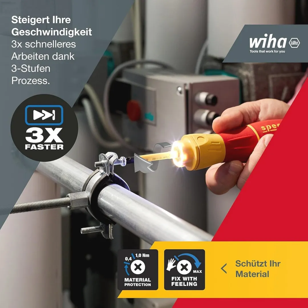 Wiha Ergonomische Elektrische Schroevendraaier Set 7-delig - Rood/Geel