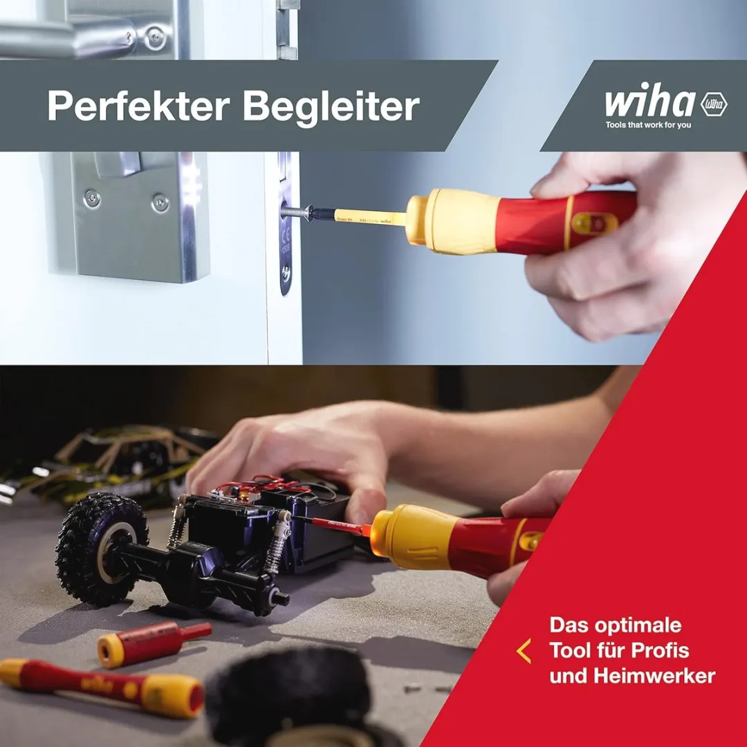 Wiha Ergonomische Elektrische Schroevendraaier Set 7-delig - Rood/Geel