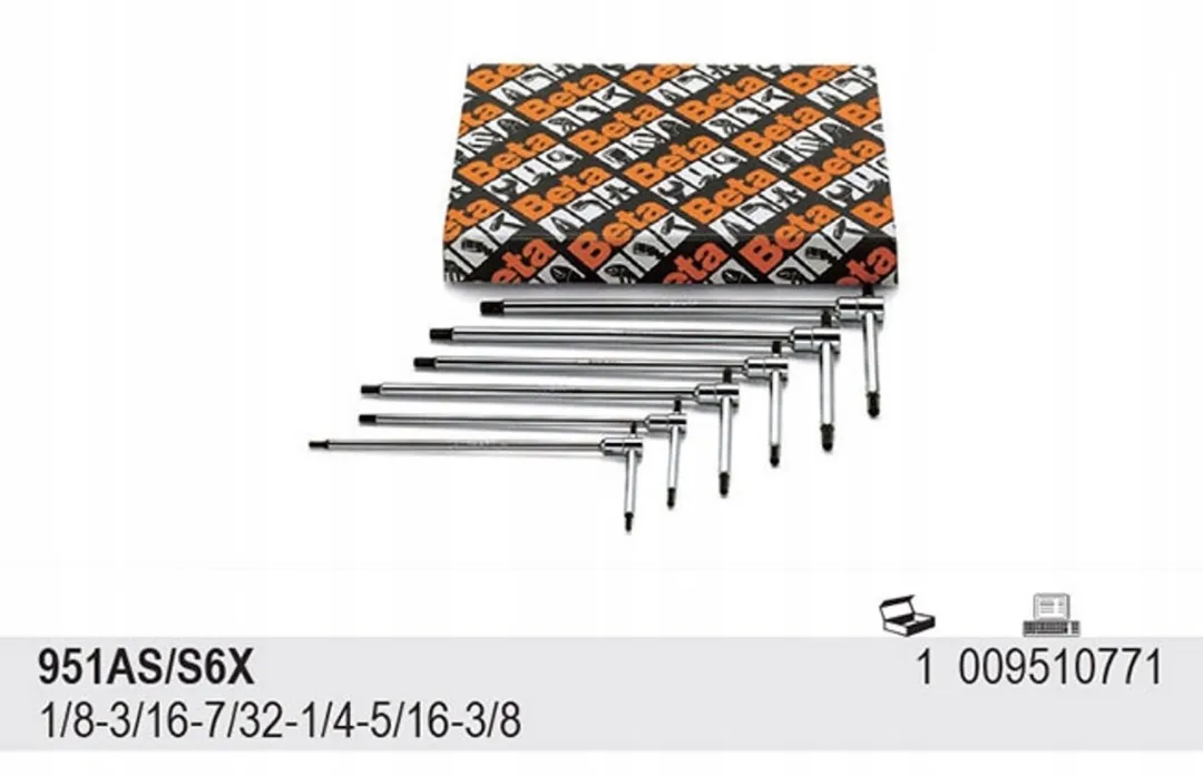 Beta T-sleutelset 6-delig 951AS/S6X - Inch