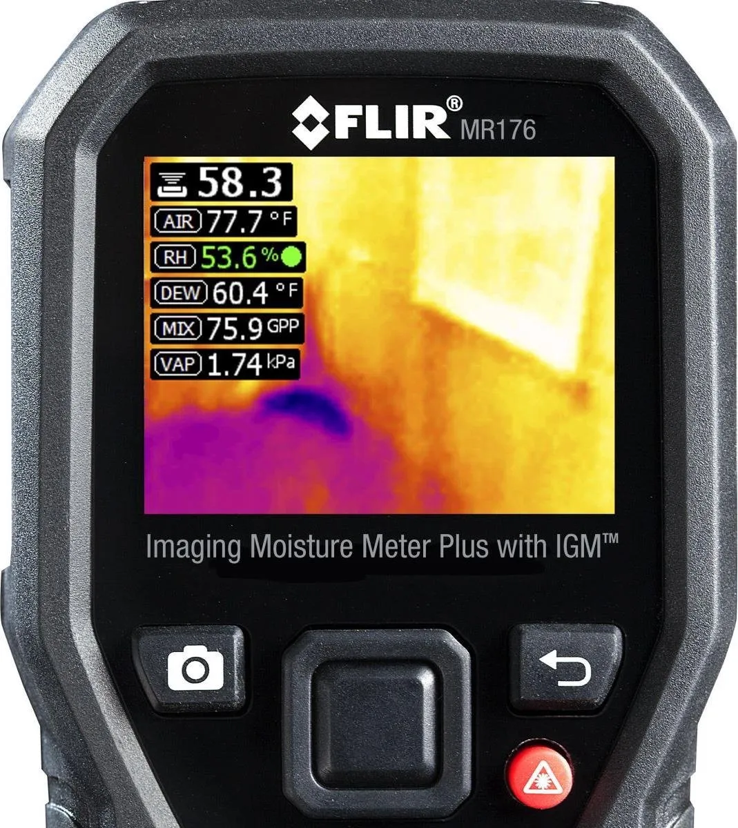 FLIR MR176 – Materiaalvochtmeter met geïntegreerde warmtebeeldcamera – Meetbereik bouwvochtigheid 0 tot 100 %Vol.