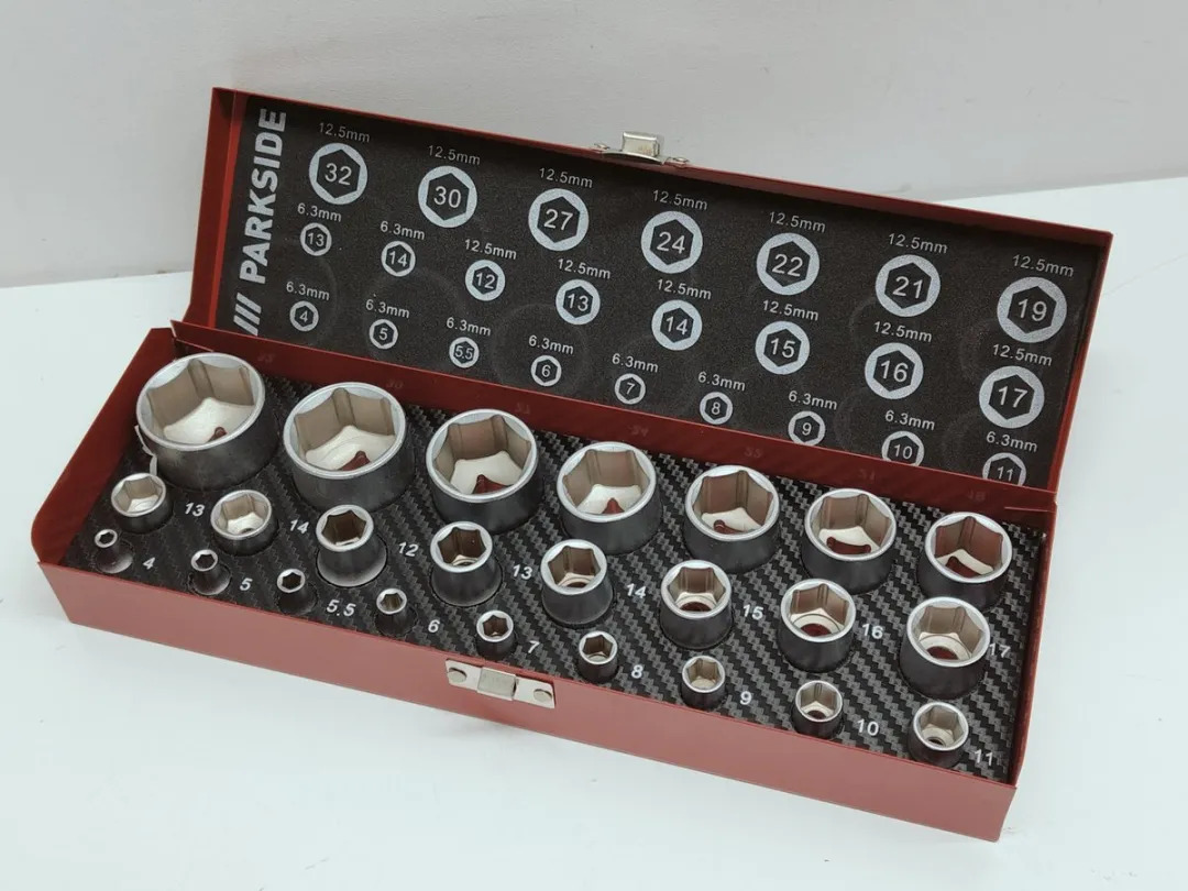 PARKSIDE Steekdoppenverzameling 24-delig - Zilver/Rood