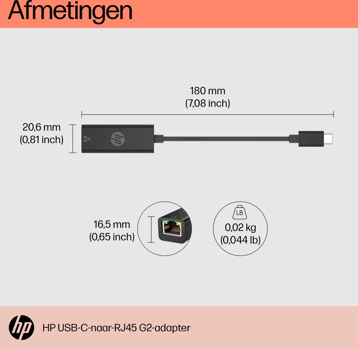 HP USB-C naar RJ45 Adapter G2 - Zwart