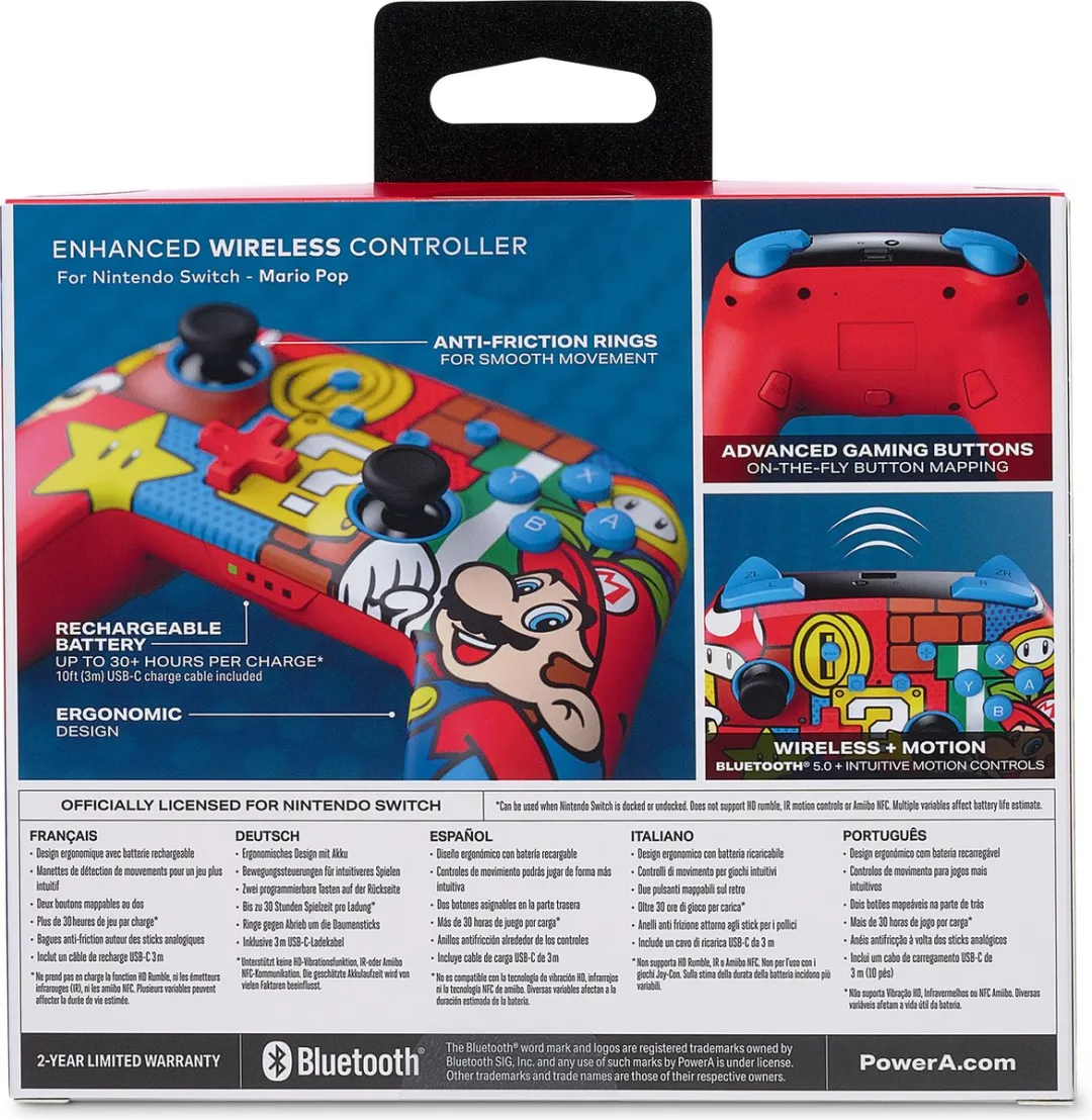 POWERA Geavanceerde Draadloze Controller 900mAh - Mario Pop Rood