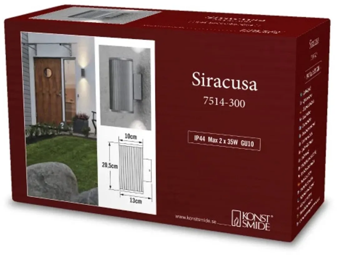 Konstsmide Siracusa Twinspot Wandlamp 2x70W GU10 - Antraciet