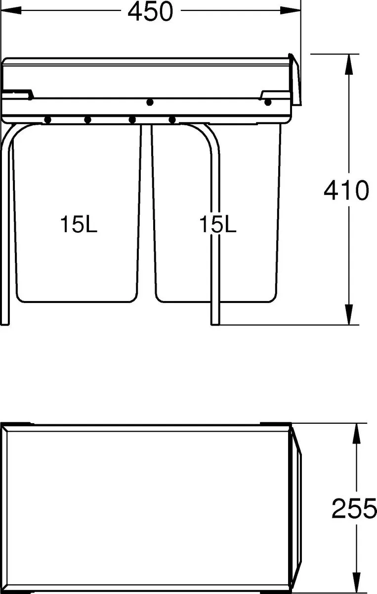 GROHE Inbouw Prullenbak - 2 afvalbakken (2x15L) - 40855000