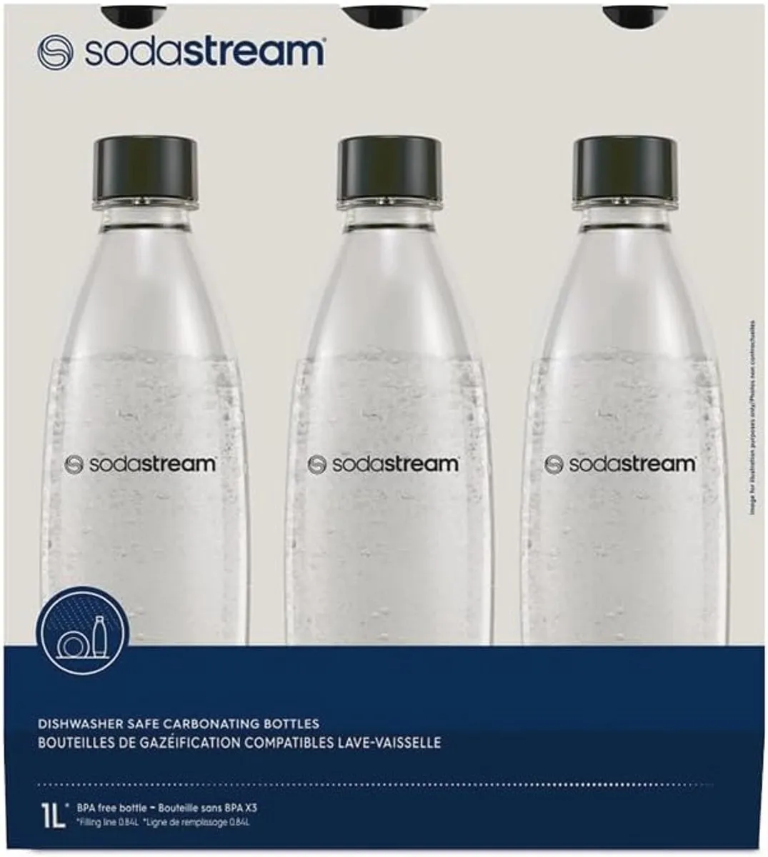 SodaStream Carbonatorflessen 1L - 3 Stuks - Transparant/Zwart - afbeelding 3 van 3