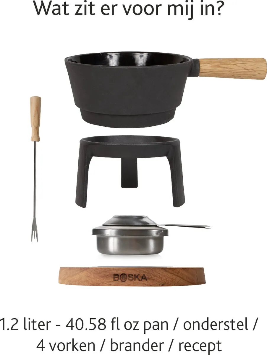 Boska Fondueset Pro Kaasfonduepan - 1,2L - Bruin/Zwart - afbeelding 6 van 6